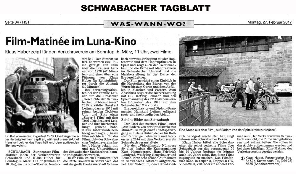 Einladung zur Film-Matinee im Luna-Kino Schwabach